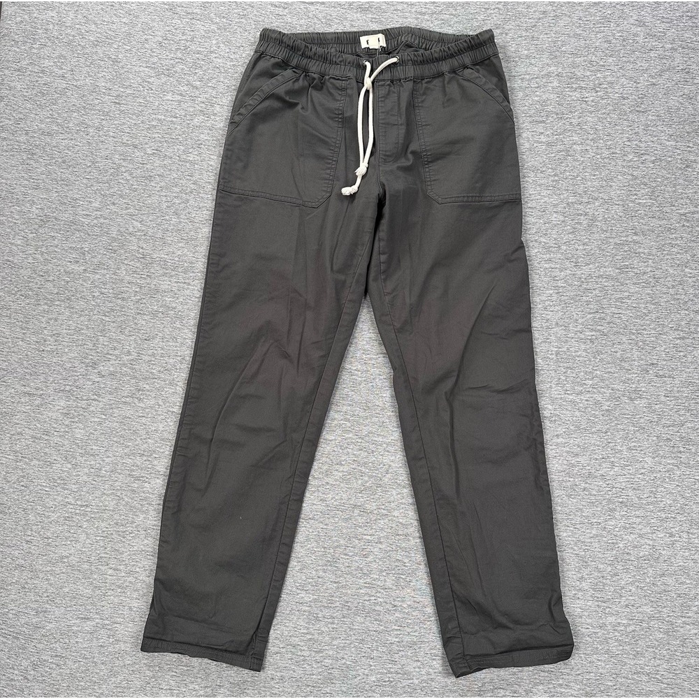 Pact Gray Organic Cotton Daily Twill Drawstring Casual Pull-On Pants Large
